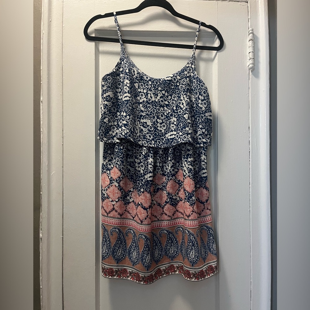 Abercrombie & Fitch Navy and Pink Printed Mini Dress